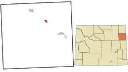 Location in Weston County and the state of Wyoming.