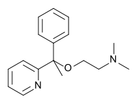 Skeletal formula of the doxylamine molecule