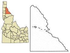 Location of Smelterville in Shoshone County, Idaho.