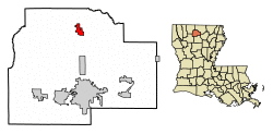 Location of Dubach in Lincoln Parish, Louisiana.