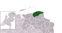 Highlighted position of Eemsmond in a municipal map of Groningen