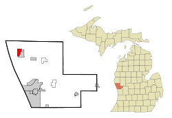 Location of Montague within Muskegon County, Michigan