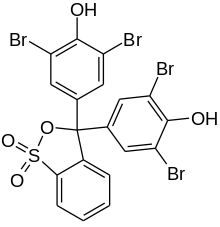 Skeletal formula of bromophenol blue in cyclic form