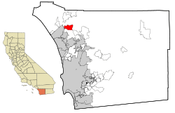Location in San Diego County and the state of California