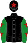 Black, green sleeves, red stars, black cap, red star