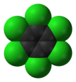 Ball-and-stick model of hexachlorobenzene