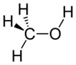 Stereo skeletal formula of methanol with all explicit hydrogen added