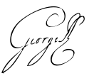 Handwritten "George" with a huge leading "G" and a curious curlicue at the end