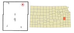 Location within Coffey County and Kansas