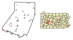 Location of Saltsburg in Indiana County, Pennsylvania.