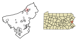 Location of Roseto in Northampton County, Pennsylvania.