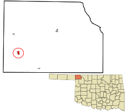 Location in Harper County and the state of Oklahoma.