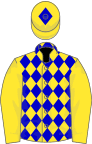 Yellow, blue diamonds on body and diamond on cap
