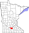 State map highlighting Nicollet County