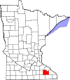 State map highlighting Olmsted County