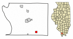 Location of Dongola in Union County, Illinois.