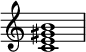  { \override Score.TimeSignature #'stencil = ##f \relative c' { \clef treble \time 4/4 <c e gis b>1 } } 