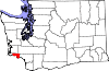 State map highlighting Wahkiakum County