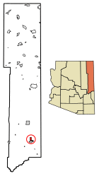 Location of Springerville in Apache County, Arizona