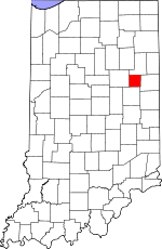Map of Indiana highlighting Blackford County