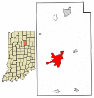 Location of Wabash in Wabash County, Indiana.