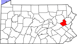 Location of Carbon County in Pennsylvania