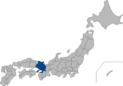 Map of states with Kansai Big Six Baseball League schools.png