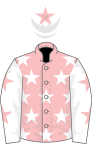 Pink, White stars, White sleeves, Pink stars, White cap, Pink star