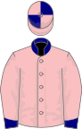 Pink, Navy Blue collar and cuffs, quartered cap