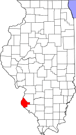 Map of Illinois highlighting Monroe County