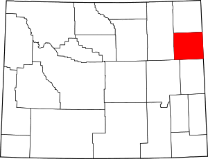 Map of Wyoming highlighting Weston County