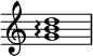  { \override Score.TimeSignature #'stencil = ##f \relative c'' { \clef treble \time 4/4 <g b d>1\arpeggio } } 