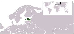 Location of Estonia in northern Europe.