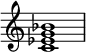  { \override Score.TimeSignature #'stencil = ##f \relative c' { \clef treble \time 4/4 <c es g bes>1 } } 