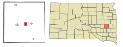 Location in Miner County and the state of South Dakota