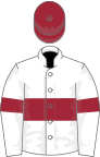 White, maroon hoop, armlets and cap