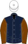 Dark blue, chocolate sleeves, white cap