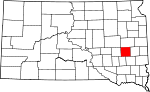 State map highlighting Miner County