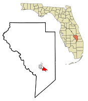 Location in Okeechobee County and the state of Florida