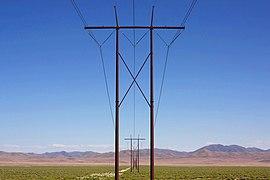 A342, Crescent Valley, Nevada, USA, high-voltage AC transmission towers, 2011.jpg