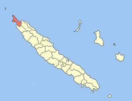 Location of the commune (in red) within New Caledonia
