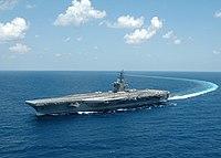US Navy 060617-N-0490C-010 The Nimitz-class aircraft carrier USS Dwight D. Eisenhower (CVN 69) conducts a turn in the Atlantic Ocean. Eisenhower is underway conducting routine carrier operations.jpg