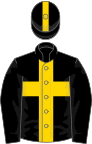 Black, gold cross and stripe on cap