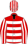 Red and white hoops, striped sleeves and cap