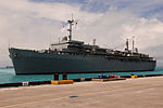 US Navy 100814-N-1401J-076 USS Emory S. Land (AS 39) arrives at her new homeport of Diego Garcia.jpg