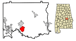 Location in Elmore County and the state of Alabama