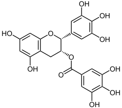Structural formula of epigallocatechin gallate