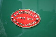 W.G. Bagnall Ltd. No 2820 of 1945. Stafford, England works plate.jpg