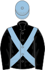 Black, light blue cross-belts and cap