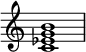  { \override Score.TimeSignature #'stencil = ##f \relative c' { \clef treble \time 4/4 <c es g b>1 } } 